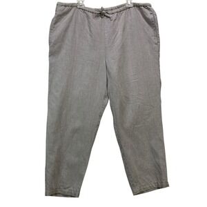 Liz Claiborne  Linen Drawstring‎ Pants Sz 16 Wide Legs Pockets Beige Women's